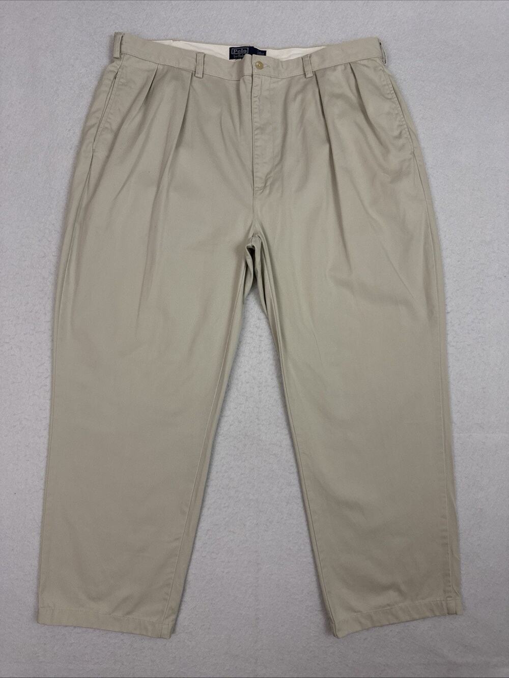 Polo Ralph Lauren Andrew Pant Men’s 42 x 32 Beige Vintage Pleated Cotton Chinos